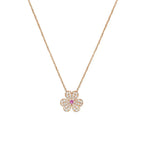 [Marin]COLLIER FRIVOLE FLEUR OR ROSE ET DIAMANTS