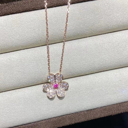 [Marin]FRIVOLE ROSE GOLD FLOWER DIAMOND NECKLACE