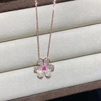 [Marin]COLLIER FRIVOLE FLEUR OR ROSE ET DIAMANTS