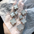 [Marin]BOUCLES D'OREILLES CLOVER NACRE BLANCHE 4 MOTIFS ARGENT