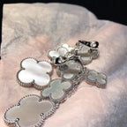 [Marin]BOUCLES D'OREILLES CLOVER NACRE BLANCHE 4 MOTIFS ARGENT