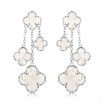 [Marin]CLOVER EARRINGS WHITE MOP 4 MOTIFS SILVER
