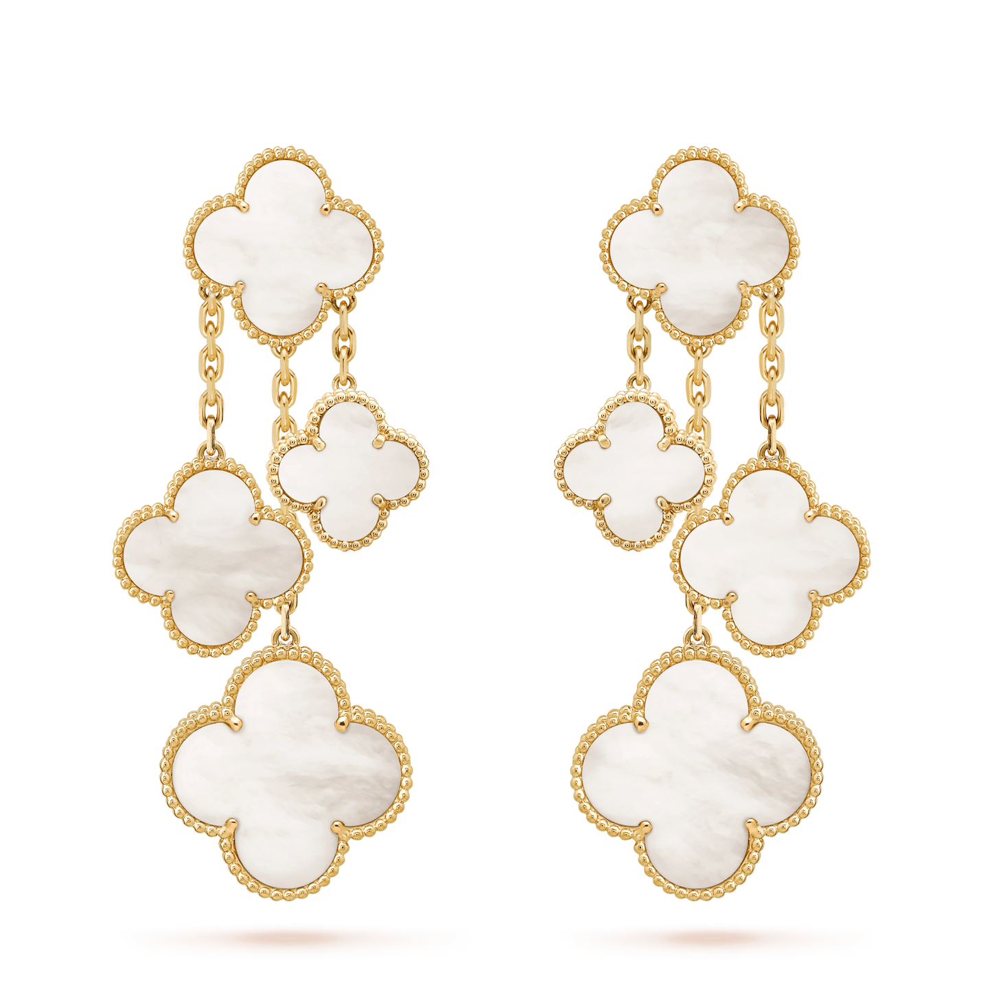 [Marin-Jewelry]CLOVER EARRINGS WHITE MOP 4 MOTIFS GOLD