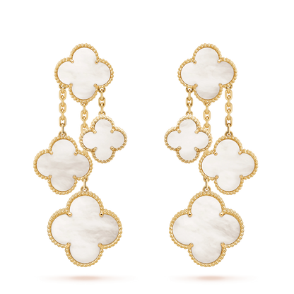 [Marin]CLOVER EARRINGS WHITE MOP 4 MOTIFS GOLD