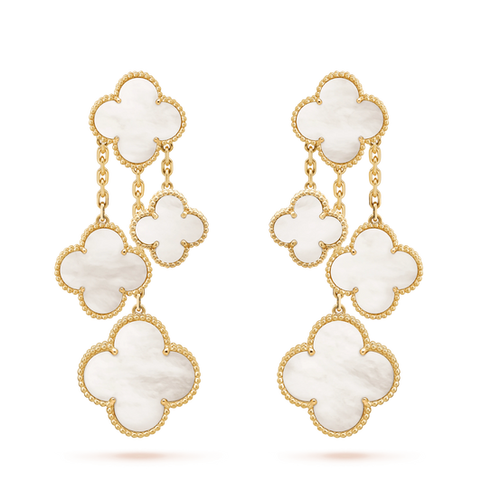 [Marin]CLOVER EARRINGS WHITE MOP 4 MOTIFS GOLD