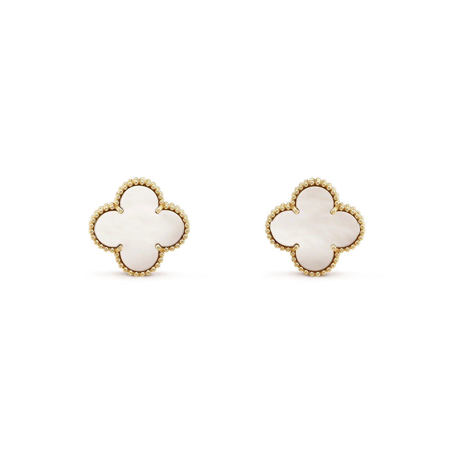 [Marin]CLOVER MEDIUM 1 MOTIFS  WHITE MOP STUD EARRINGS