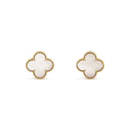 [Marin]CLOVER MEDIUM 1 MOTIFS  WHITE MOP STUD EARRINGS