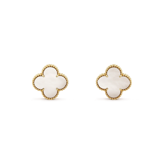 [Marin]CLOVER MEDIUM 1 MOTIFS  WHITE MOP STUD EARRINGS