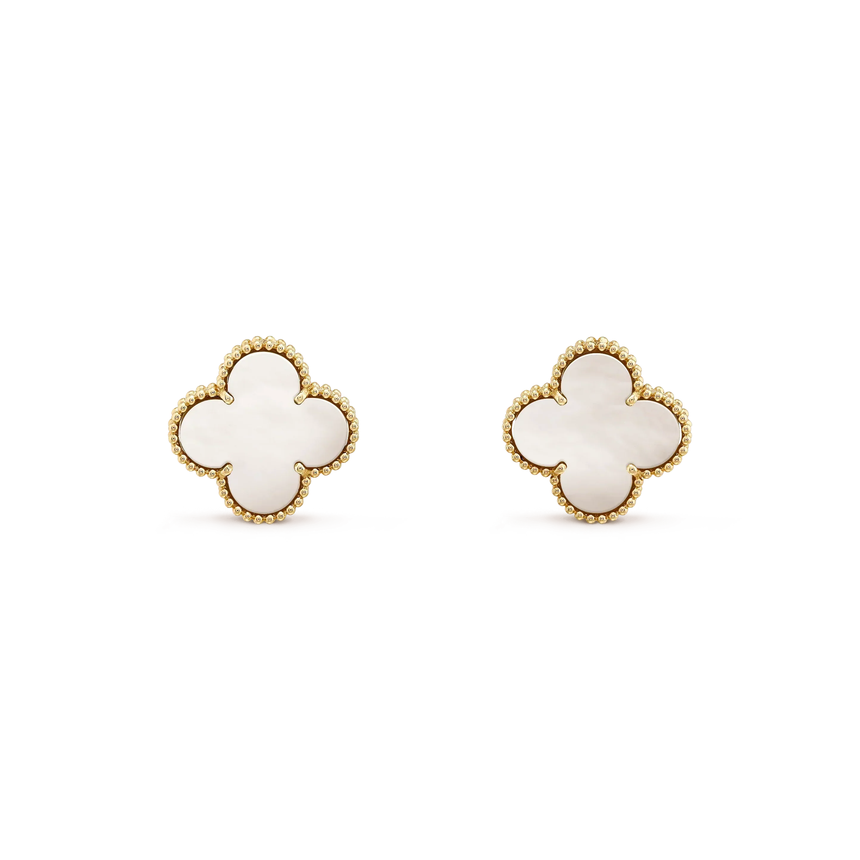 [Marin]CLOUS D'OREILLES CLOVER MEDIUM 1 MOTIF NACRE BLANCHE