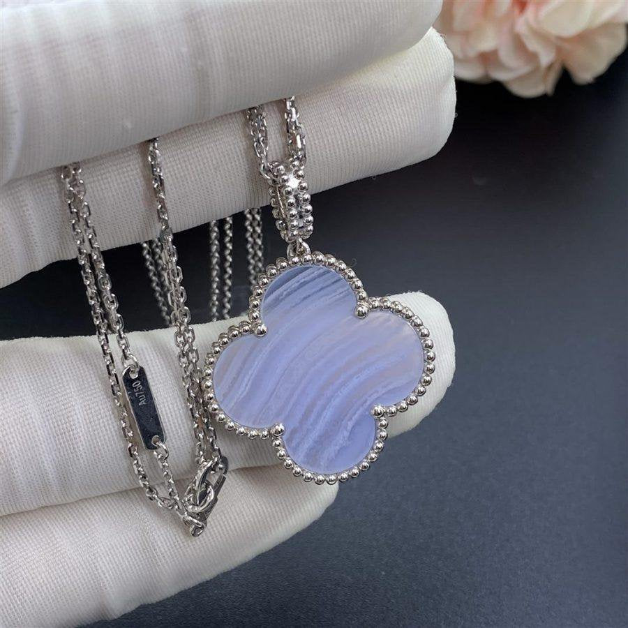 [Marin-Jewelry]CLOVER SILVER CHALCEDONY BIG CLOVER NECKLACE