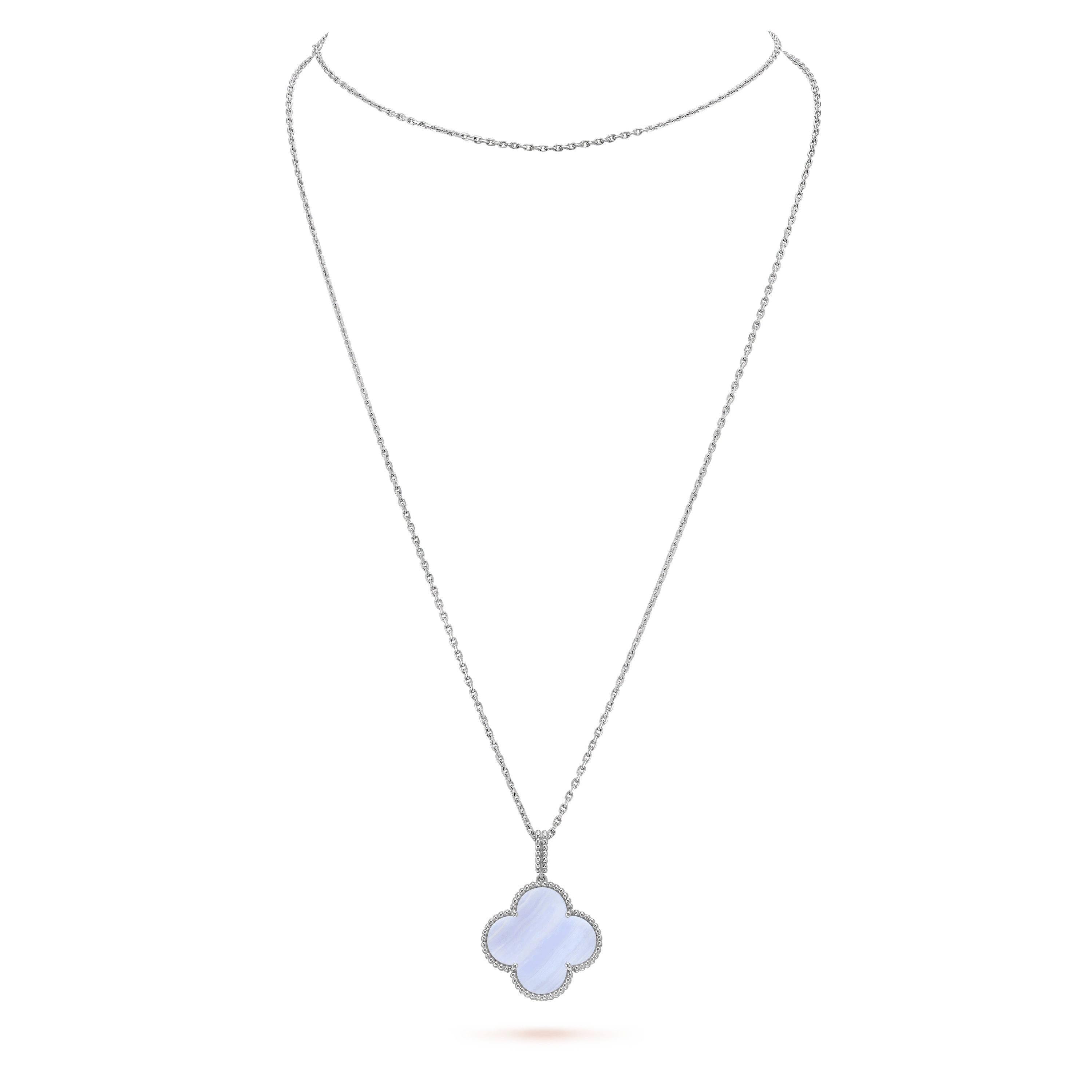 [Marin]CLOVER SILVER CHALCEDONY BIG CLOVER NECKLACE