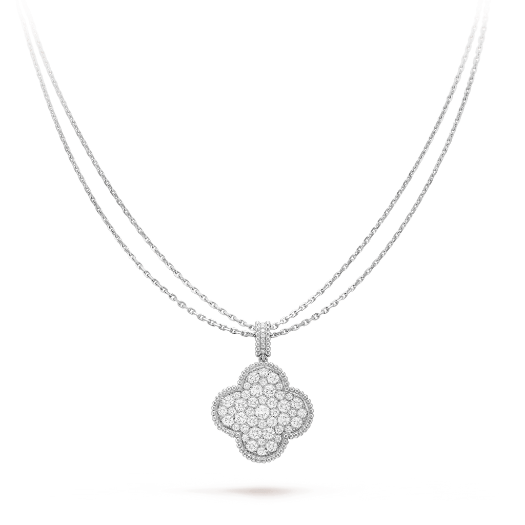 [Marin]CLOVER 25MM SILVER FULL DIAMOND BIG CLOVER NECKLACE