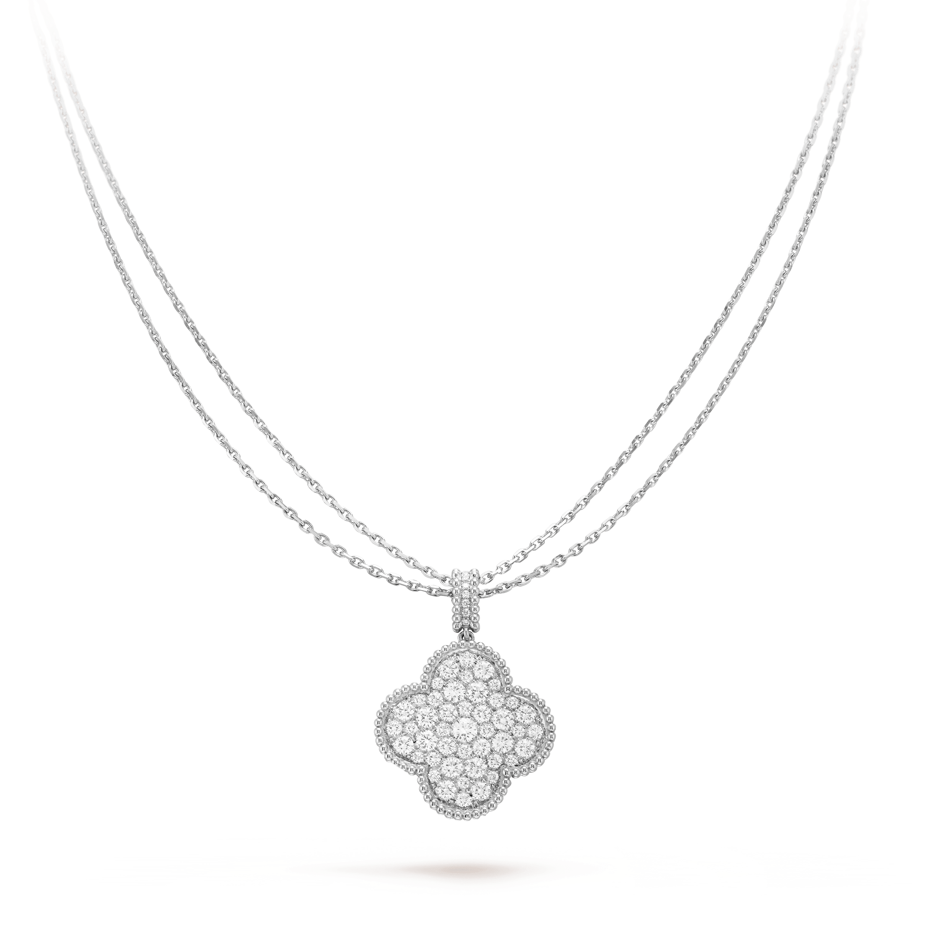 [Marin]CLOVER 25MM SILVER FULL DIAMOND BIG CLOVER NECKLACE