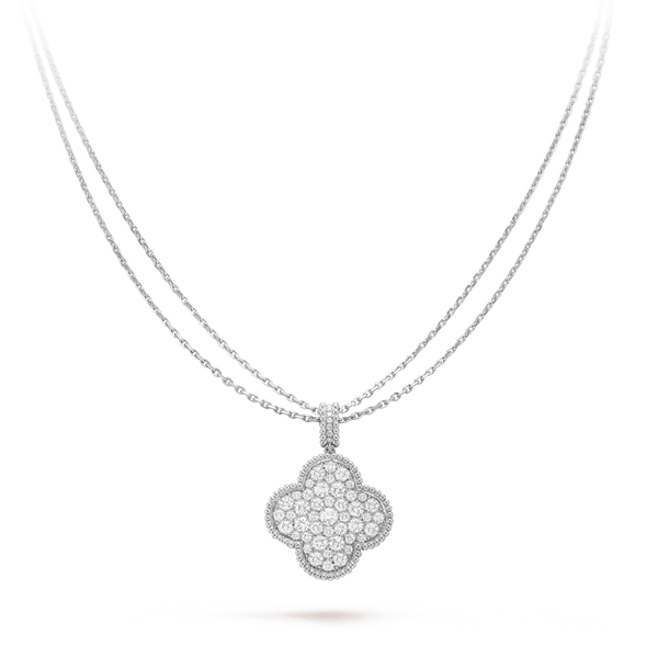 [Marin-Jewelry]CLOVER 25MM SILVER FULL DIAMOND BIG CLOVER NECKLACE