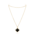 [Marin]CLOVER 25MM GOLD ONYX BIG CLOVER NECKLACE