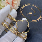 [Marin]CLOVER 25MM GOLD ONYX BIG CLOVER NECKLACE