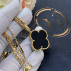 [Marin]CLOVER 25MM GOLD ONYX BIG CLOVER NECKLACE