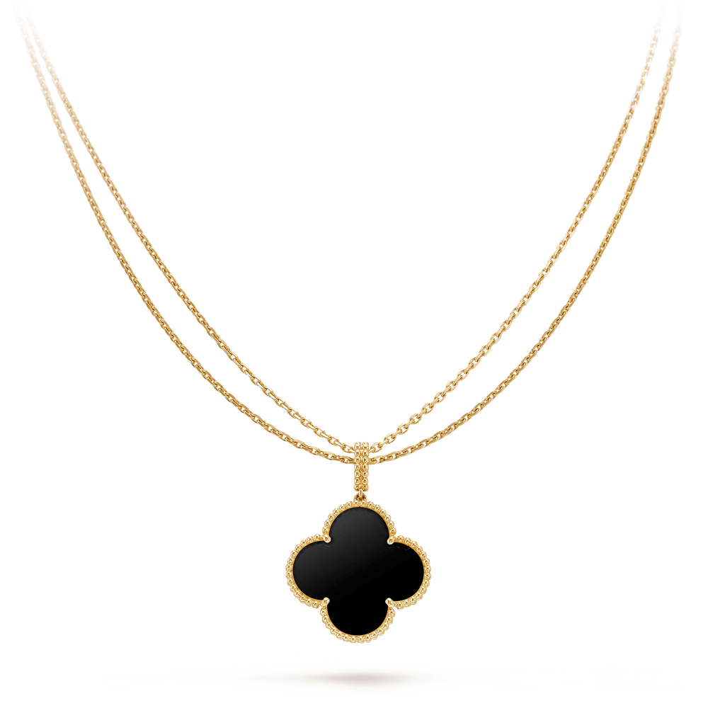 [Marin]CLOVER 25MM GOLD ONYX BIG CLOVER NECKLACE