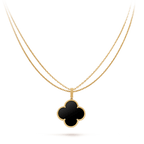[Marin]CLOVER 25MM GOLD ONYX BIG CLOVER NECKLACE