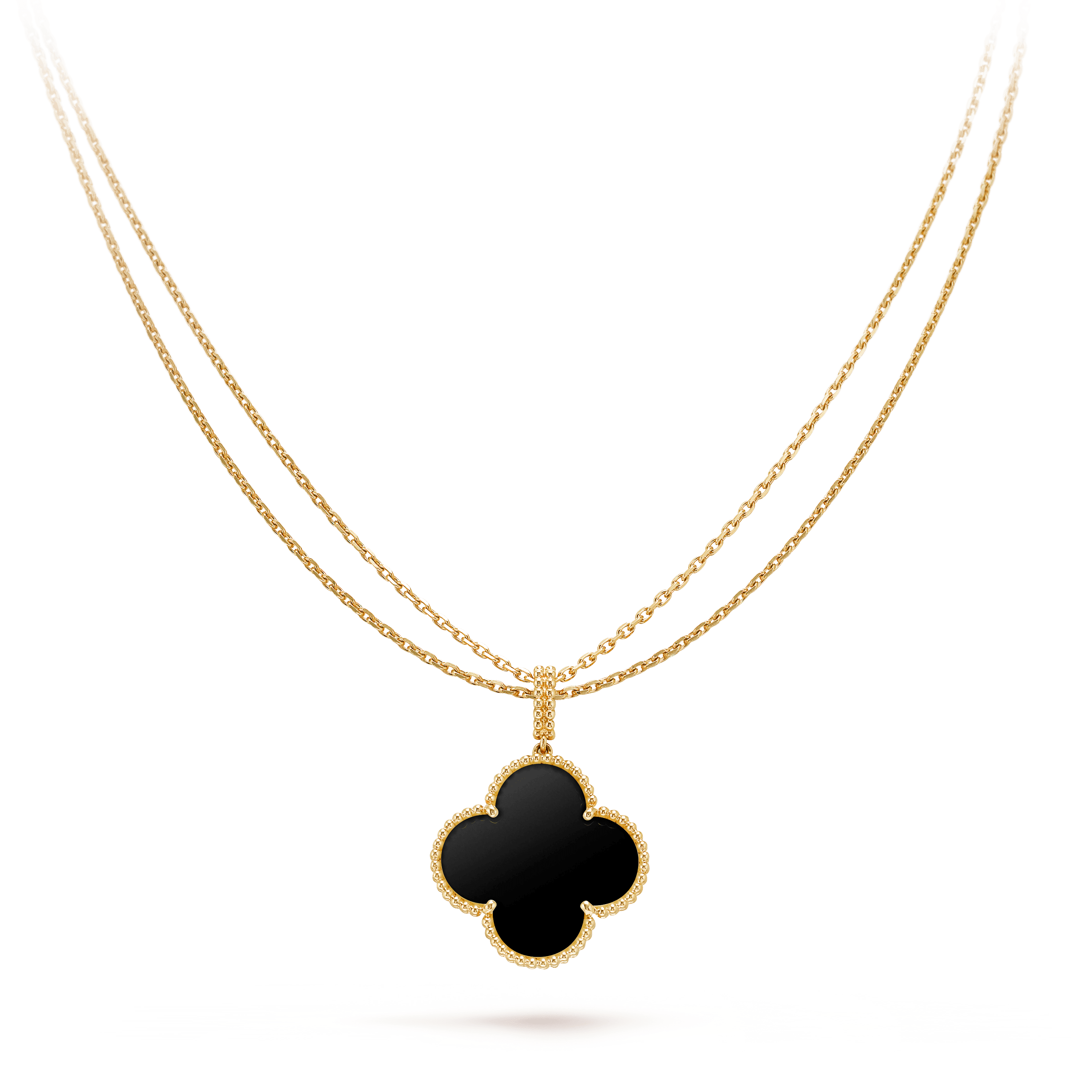 [Marin]CLOVER 25MM GOLD ONYX BIG CLOVER NECKLACE