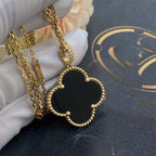 [Marin]CLOVER 25MM GOLD ONYX BIG CLOVER NECKLACE