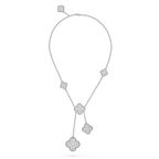 [Marin]COLLIER TRÈFLE 5 MOTIFS ARGENT ET DIAMANTS