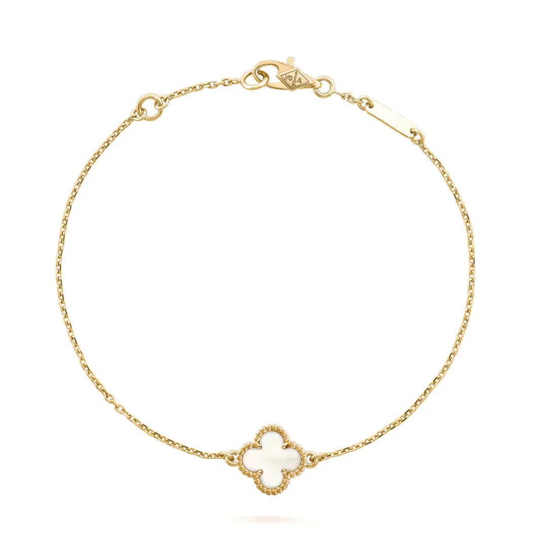 [Marin]CLOVER WHITE MOP SINGLE FLOWER BRACELET