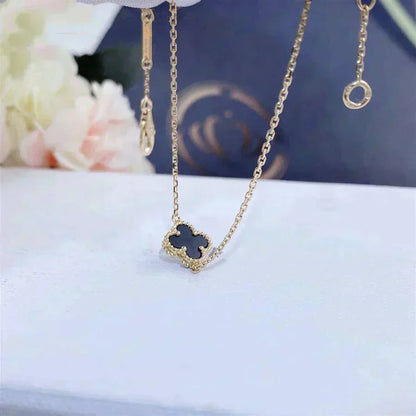 [Marin-Jewelry]CLOVER ONYX SINGLE FLOWER BRACELET