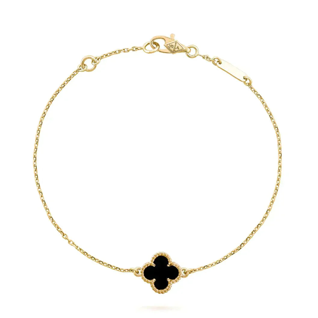 [Marin-Jewelry]CLOVER ONYX SINGLE FLOWER BRACELET