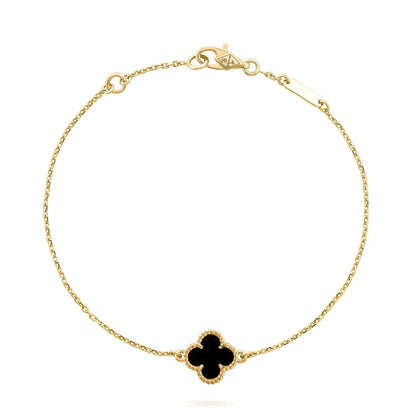 [Marin]CLOVER ONYX SINGLE FLOWER BRACELET