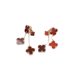 [Marin]BOUCLES D'OREILLES CLOVER CORNALINE 4 MOTIFS OR ROSE