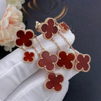 [Marin]BOUCLES D'OREILLES CLOVER CORNALINE 4 MOTIFS OR ROSE