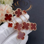 [Marin]BOUCLES D'OREILLES CLOVER CORNALINE 4 MOTIFS OR ROSE