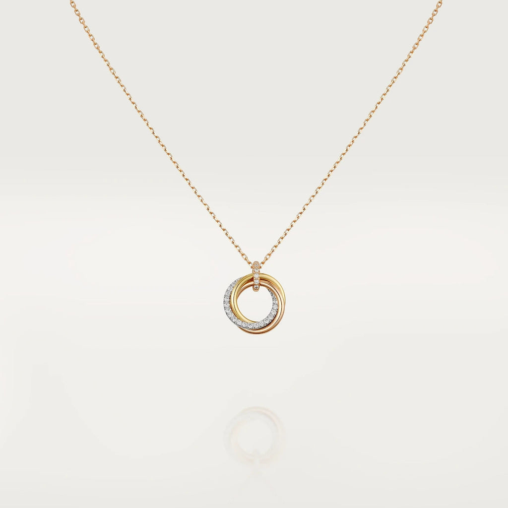 [Marin]TRINITY NECKLACE SILVER GOLD PINK GOLD DIAMONDS