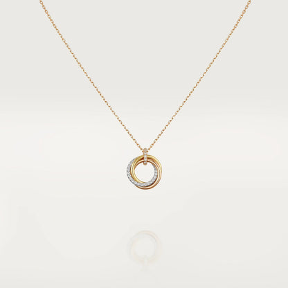 [Marin-Jewelry]TRINITY NECKLACE SILVER GOLD PINK GOLD DIAMONDS