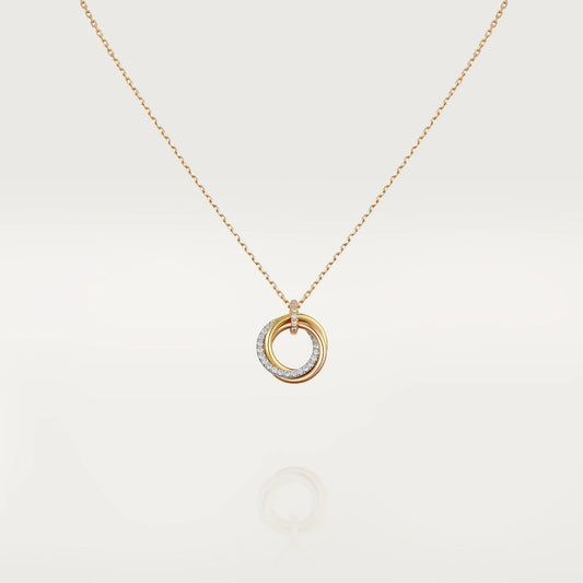 [Marin]TRINITY NECKLACE SILVER GOLD PINK GOLD DIAMONDS
