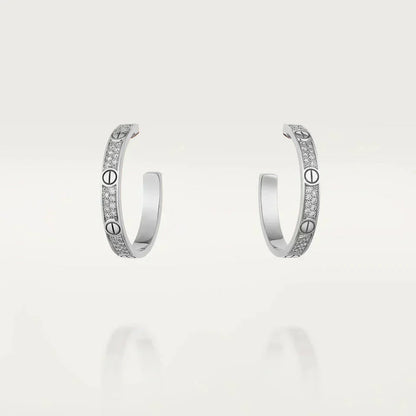[Marin]LOVE DIAMOND SILVER HOOP EARRINGS