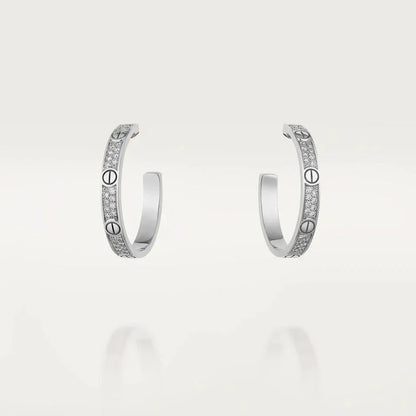[Marin-Jewelry]LOVE DIAMOND SILVER HOOP EARRINGS
