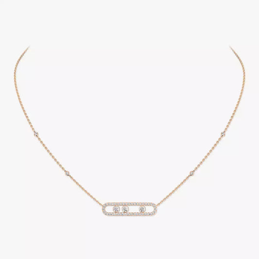 [Marin] Move Pave_ Rose Gold Diamond Necklace