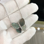 [Marin]LARGE BUTTERFLY SILVER PENDANT DIAMOND NECKLACE