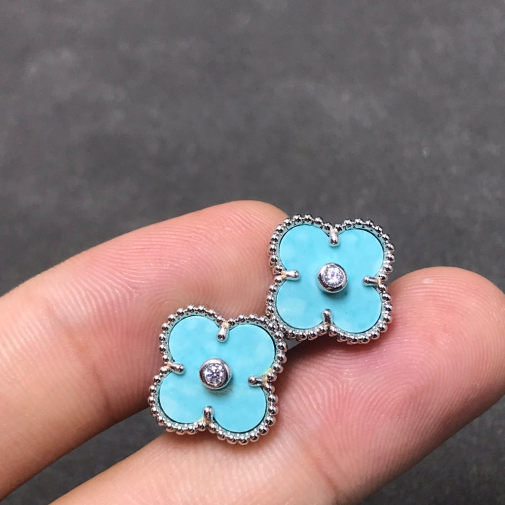 [Marin]CLOVER 1 DIAMOND BLUE SKY SILVER EARRINGS
