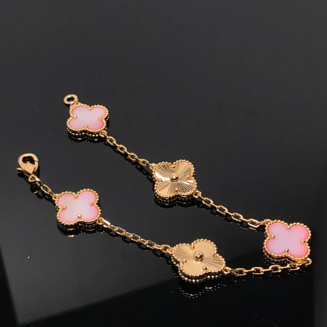 [Marin-Jewelry] クローバー5モチーフ ピンクマザーオブパール ブレスレットコレクション
