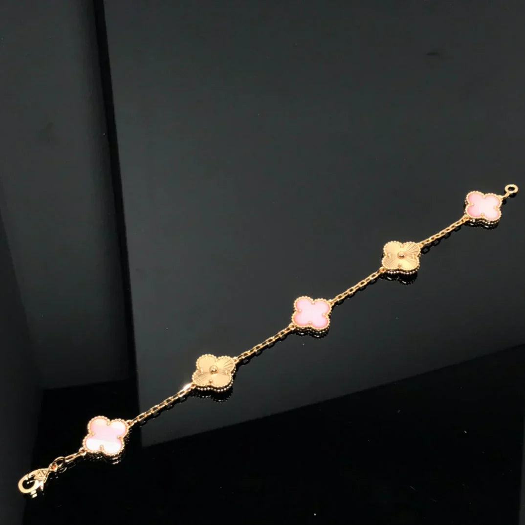 [Marin-Jewelry] クローバー5モチーフ ピンクマザーオブパール ブレスレットコレクション