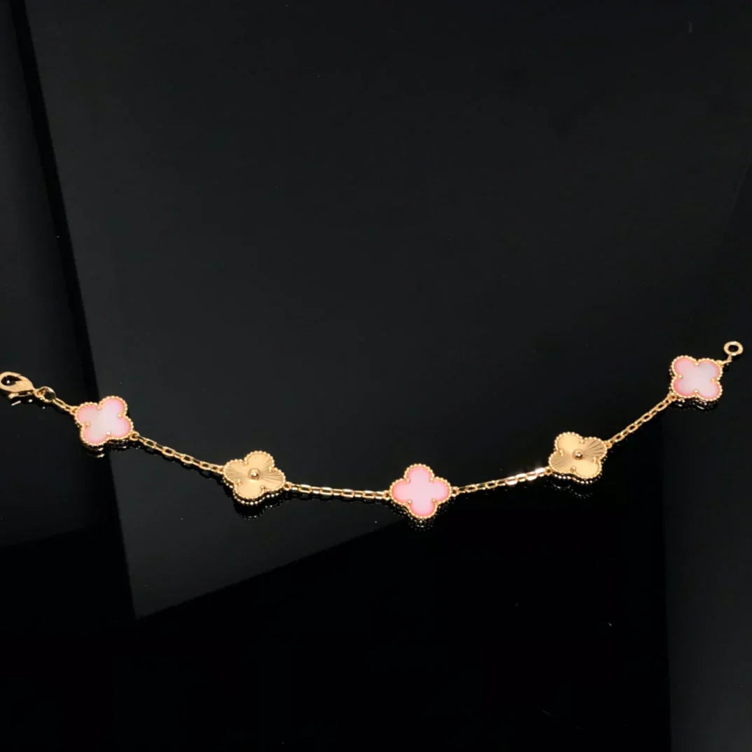 [Marin-Jewelry] クローバー5モチーフ ピンクマザーオブパール ブレスレットコレクション