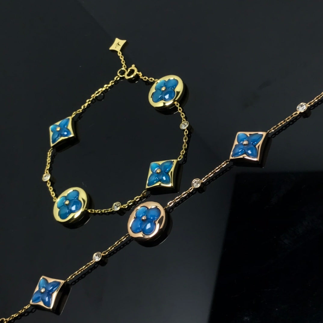 [Marin-Jewelry]STAR AND SUN 4 MOTIF BLUE BRACELET