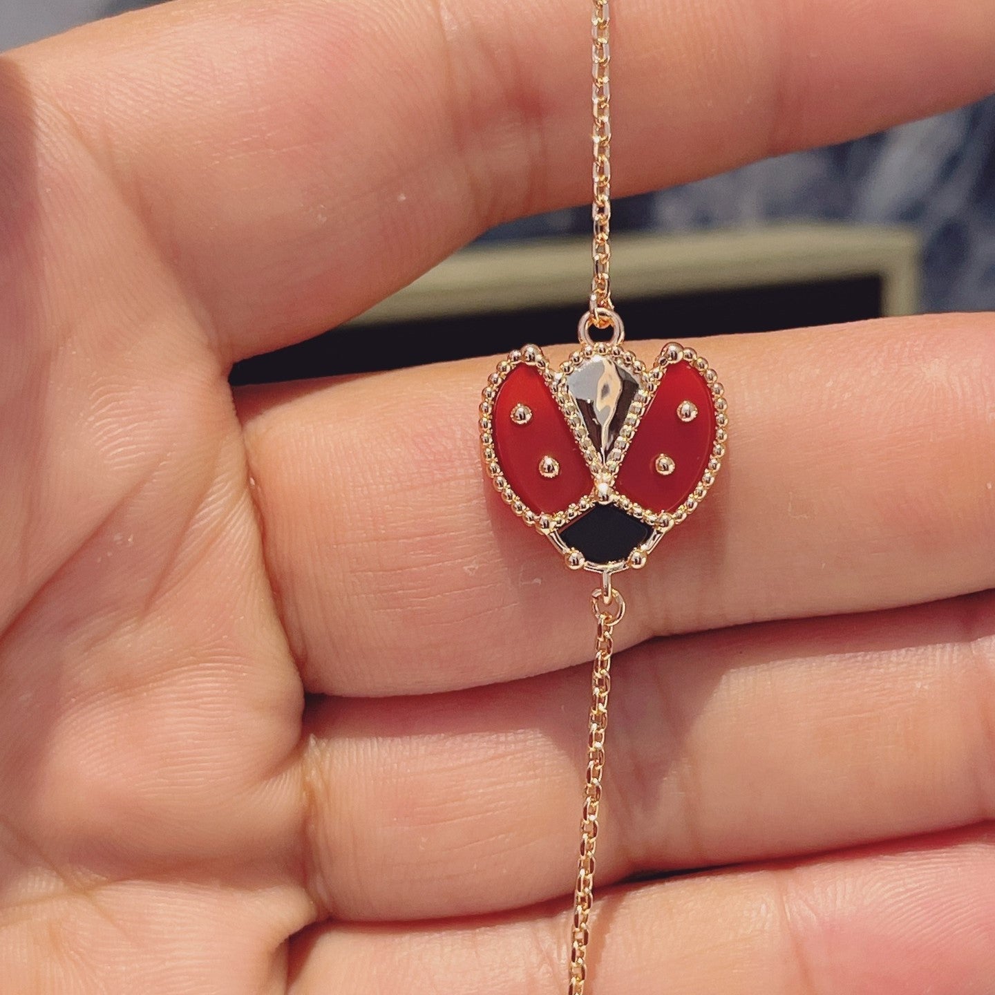 [Marin-Jewelry]LUCKY SPRING 1 MOTIF PINK GOLD BRACELET