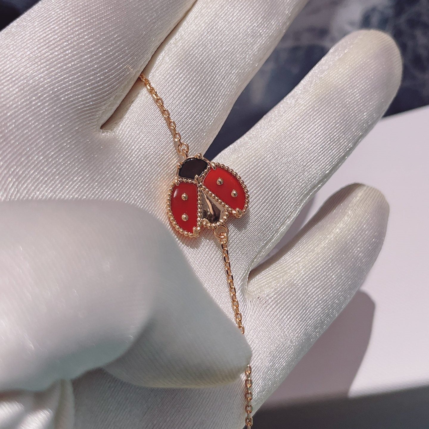 [Marin-Jewelry]LUCKY SPRING 1 MOTIF PINK GOLD BRACELET