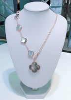 [Marin]COMBINED BRACELET 5 MOTIFS AND NECKLACE DARK MOP ROSE GOLD