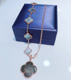 [Marin]COMBINED BRACELET 5 MOTIFS AND NECKLACE DARK MOP ROSE GOLD
