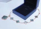 [Marin]COMBINED BRACELET 5 MOTIFS AND NECKLACE DARK MOP ROSE GOLD